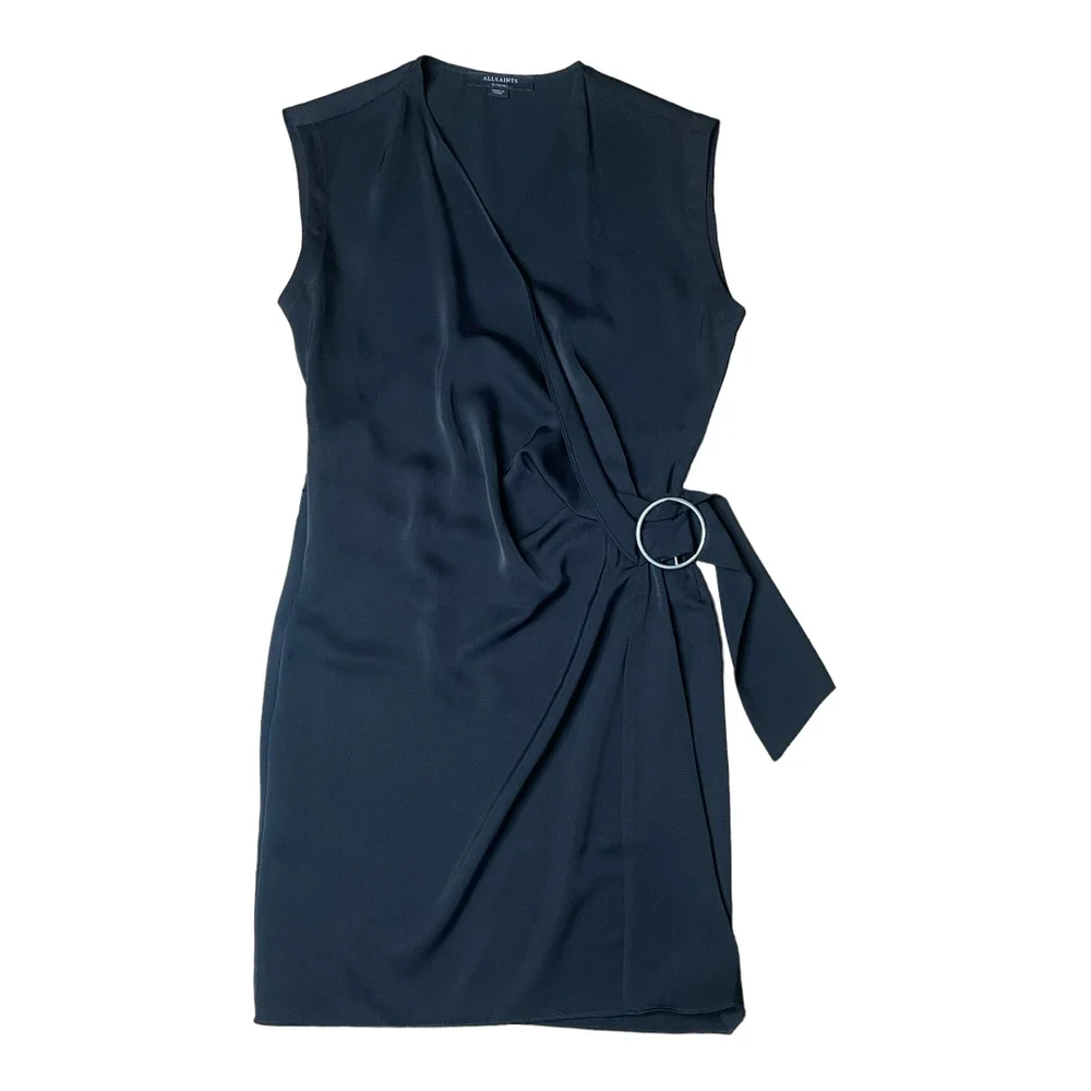 All Saints Callie Surplice Faux Wrap Dress Buckle XS - Picture 3 of 5